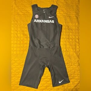 Nike Arkansas Razorbacks Team Issued Track Elite Speed Suit Mens M Unitard Grey